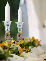 Marbleized Candle Sticks -Brown