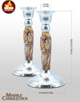 Marbleized Candle Sticks -Brown