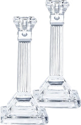 Crystal Candlesticks  Square Base with Fluted Design