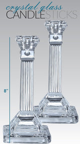 Crystal Candlesticks  Square Base with Fluted Design