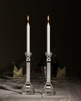 Crystal Candlesticks  Square Base with Fluted Design