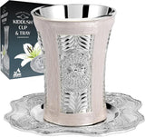 Kiddush Cup and Tray - Premium Quality Marble and Silver Plated Wine Cup