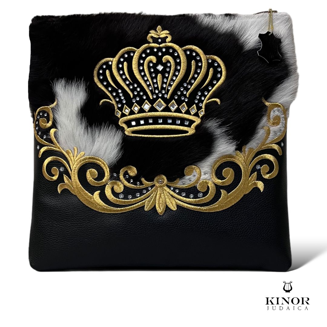 CHASSID STYLE TEFILLIN BAG LEATHER & FUR ( SHELF PRICE ONLY ) NON PERSONALISED