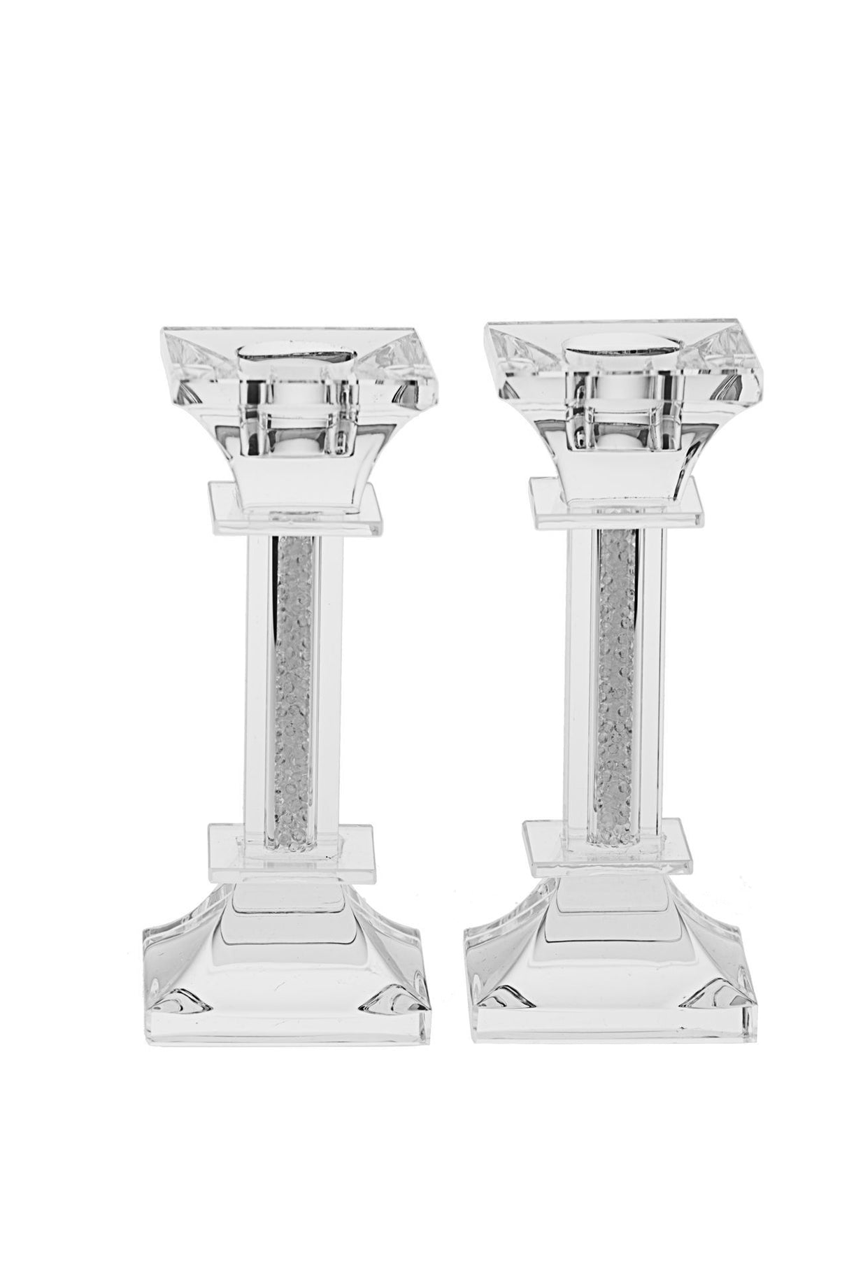 Crystal Candlesticks Crushed Stones In Stems Small