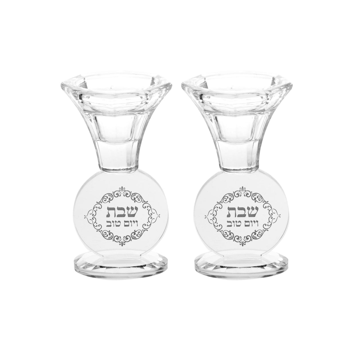 Candle Sticks Crystal Clear Engraved
