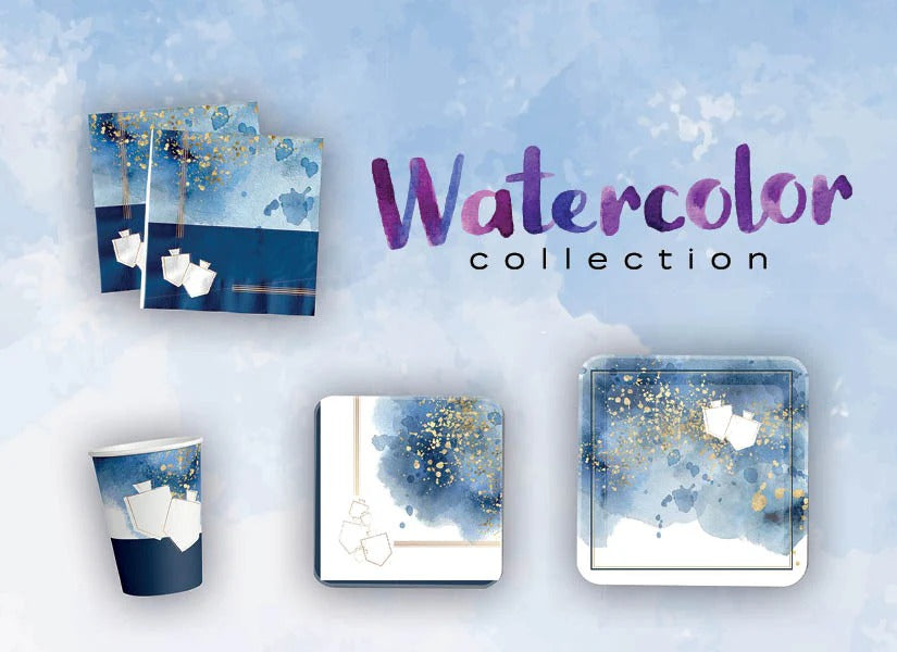 Chanukah "Watercolor" Table Collection (set for 10)