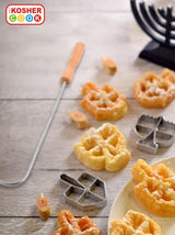 Chanukah Fritlach Rosette Maker - Stainless Steel Rosette Iron Set With Handle