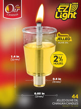 Pre-Filled Menorah Oil Cup Candles - Hanukkah Candles EZ Lights - Jelled 100%