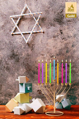 Candle Menorah Gold Rambam Wireframe