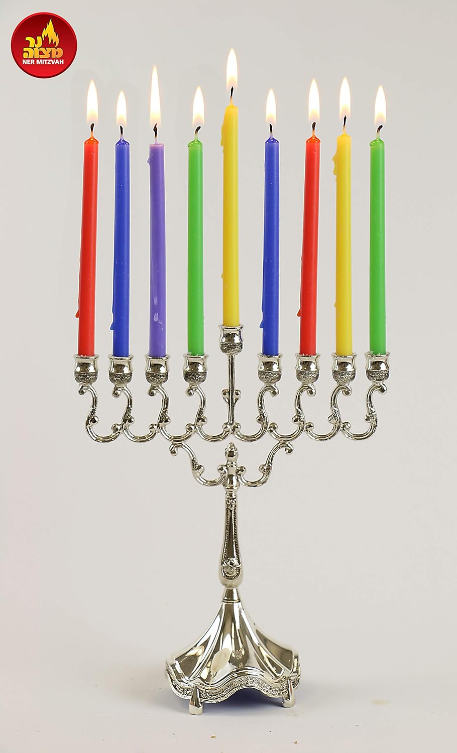 Ner Mitzvah  Long Chanukah Candles - Multi-Color