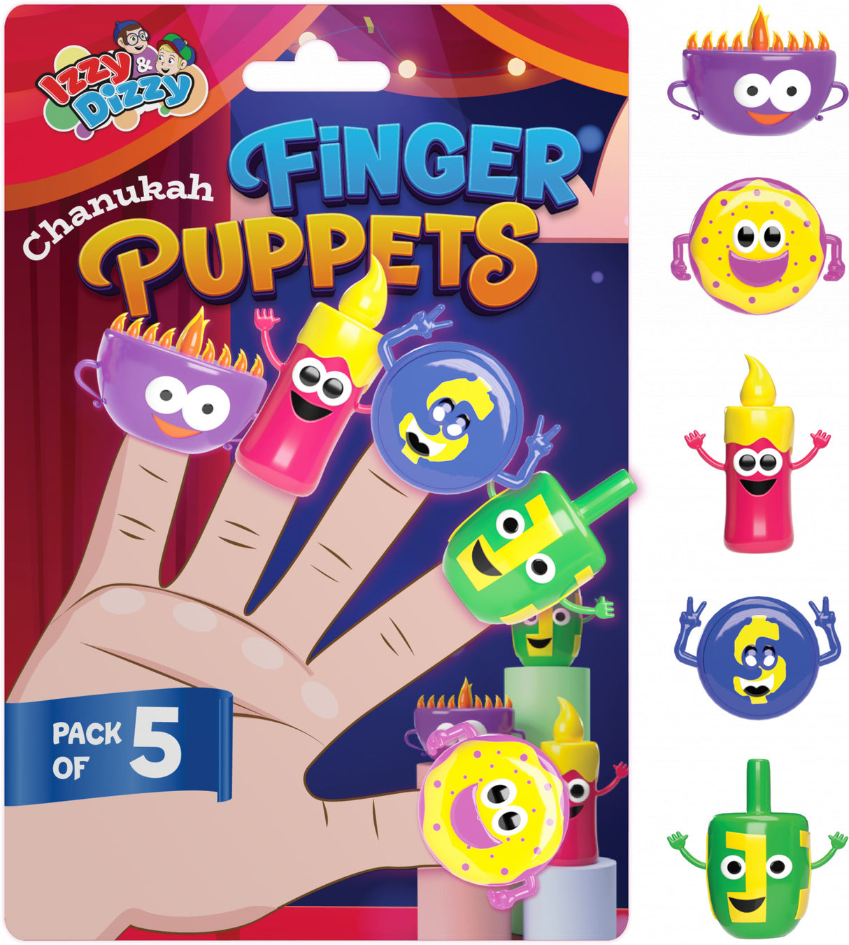 5 Pack Chanukah Finger Puppets