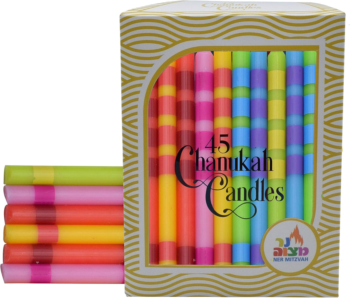 Dripless Chanukah Candles Standard Size - Two Tone Multi Colored Hanukkah Candles