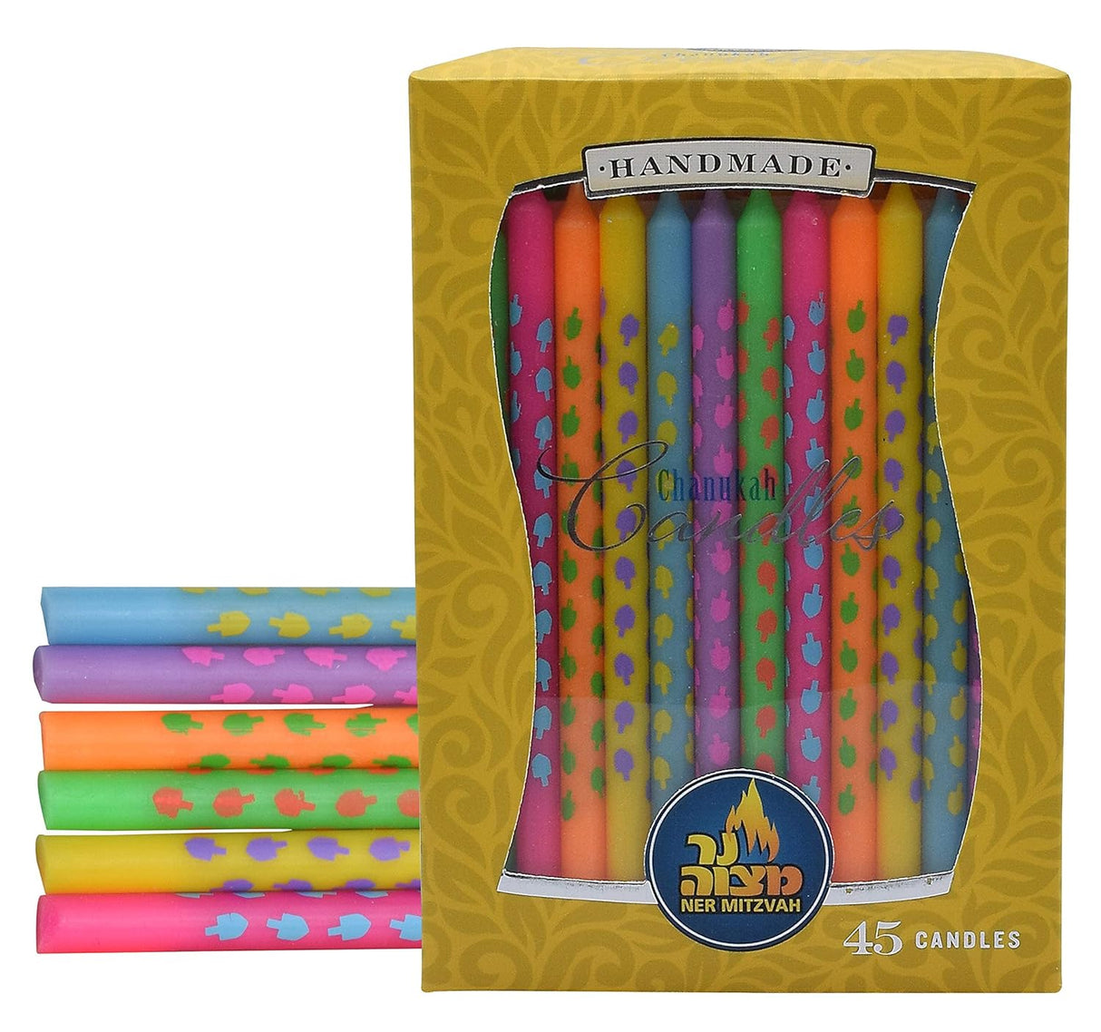 Ner Mitzvah Dreidel Art Dripless Handmade Chanukah Candles