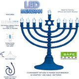 Rite Lite Blue Plastic Electric LED Low Voltage Chanukah Menorah with Clear Bulbs