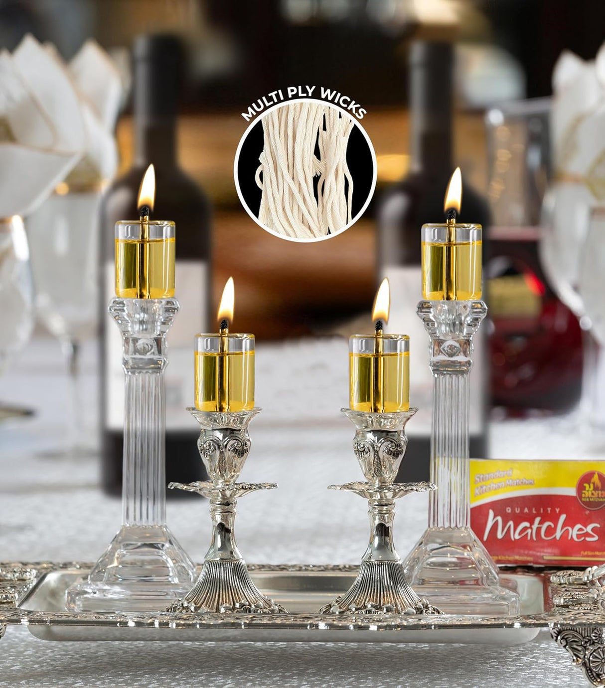 er Mitzvah Natural Smokeless Cotton Wicks – 50 Count (Approx.) 39 Ply Thin for Oil Cup Candle – Replacement Wicks