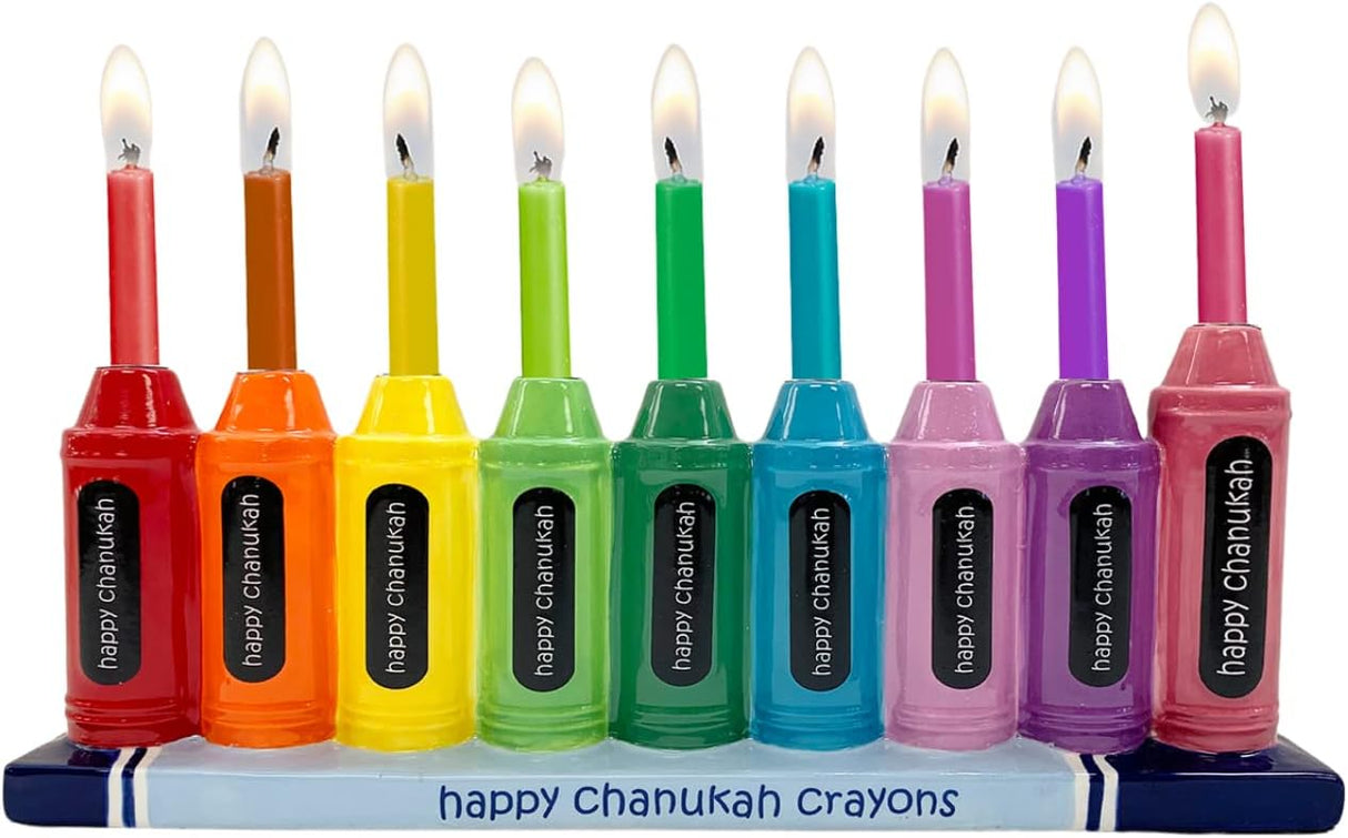 Crayons Hand Painted Ceramic Menorah