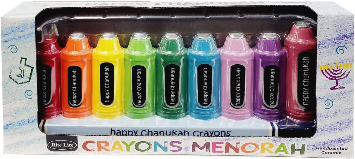 Crayons Hand Painted Ceramic Menorah