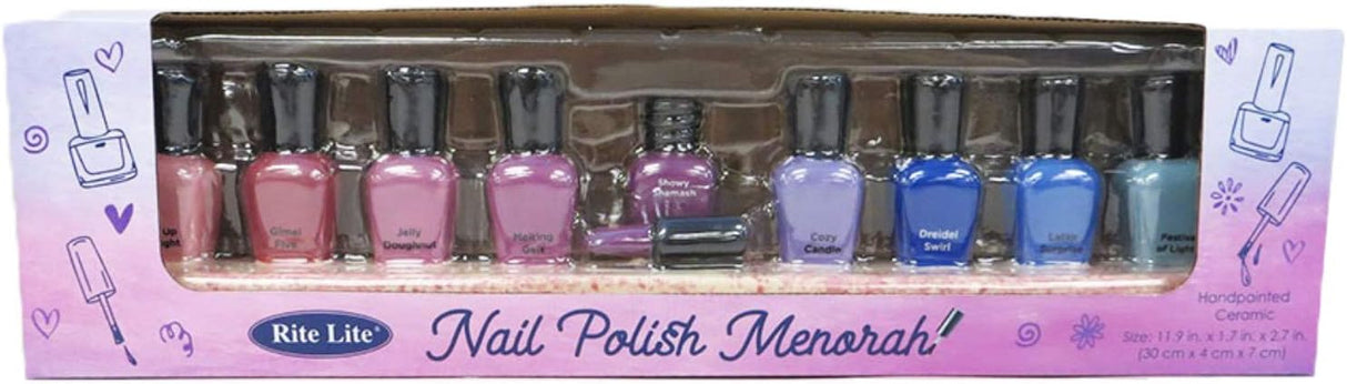 Rite Lite Chanukah Hand-Painted Ceramic Nail Polish Hannukah Menorah