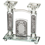 Crystal Candlesticks 21 cm with Metal Plaque