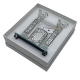 Crystal Candlesticks 21 cm with Metal Plaque