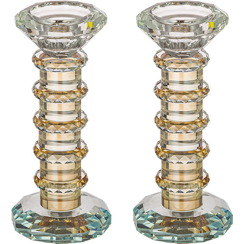 Pair of Crystal Elegant Candlesticks 15.5 cm