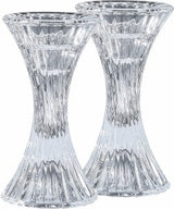 Crystal Candlesticks 5" Pinched Fluted Cylinder