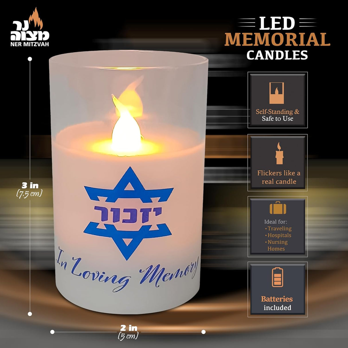 LED Yizkor Memorial Candle