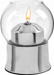 Metal Base Shul Lamp Round Glass Silver 5"