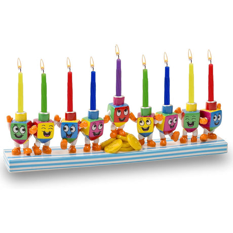 Chanuka Candle Menorah - Dancing Dreidels