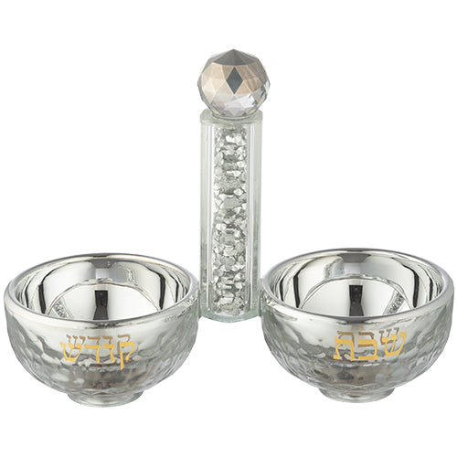 Crystal Salt & pepper Holders 10*14 cm with Silver Glass Chips