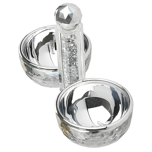 Crystal Salt & pepper Holders 10*14 cm with Silver Glass Chips