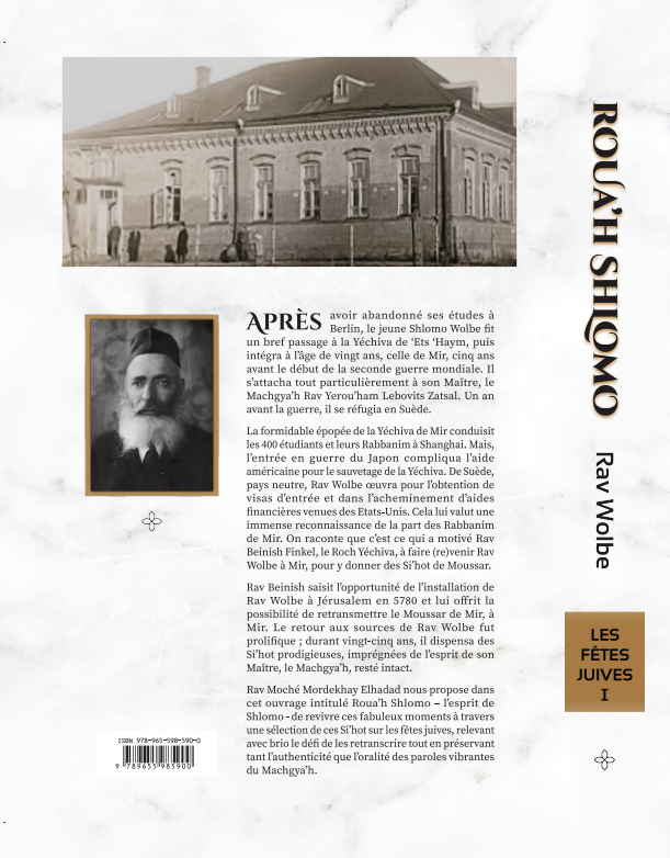 Roua'h Shlomo - les fetes juives 1 - si'hot de rav shlomo wolbe zatsal a la yeshiva de mir