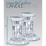 Round Base Crystal Candlesticks - 2 Pack Set