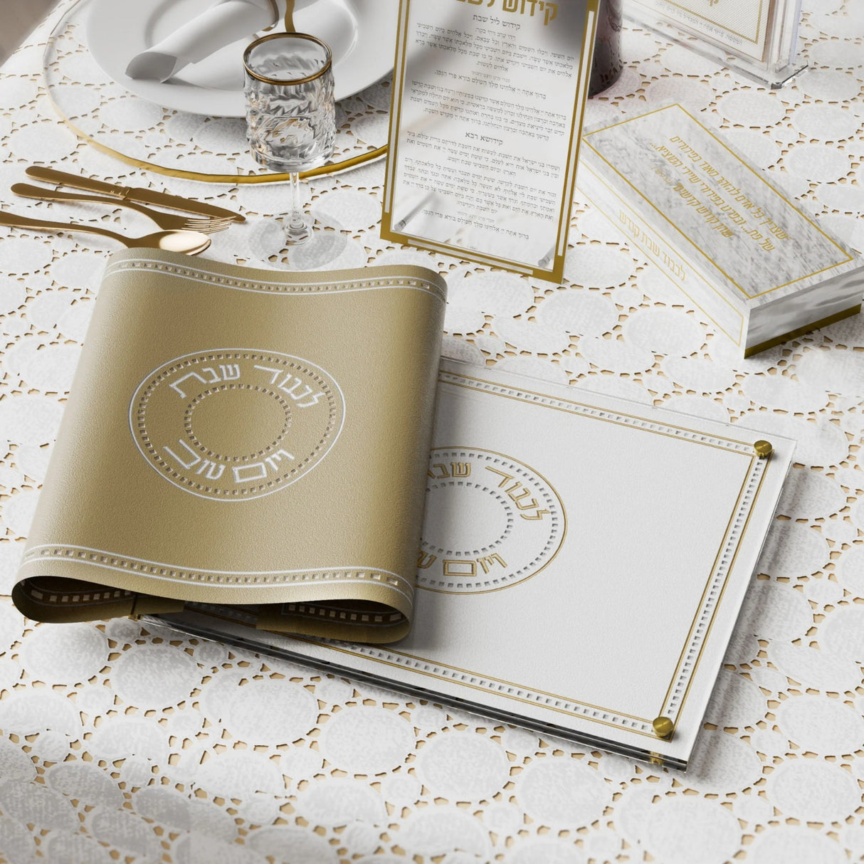 Leatherite Gilded Radiance Challah Board - gold