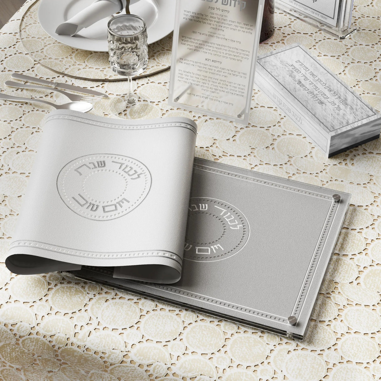 Leatherite Gilded Radiance Challah Board - full silver