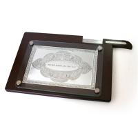 Challah Board - Brown Wood & Silver Plated & Glass Top