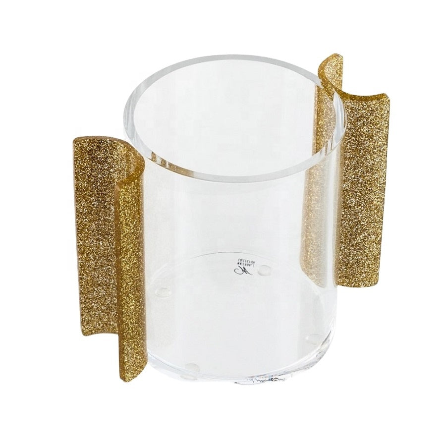 Washing Cup Elegant Gold Glitter Handle