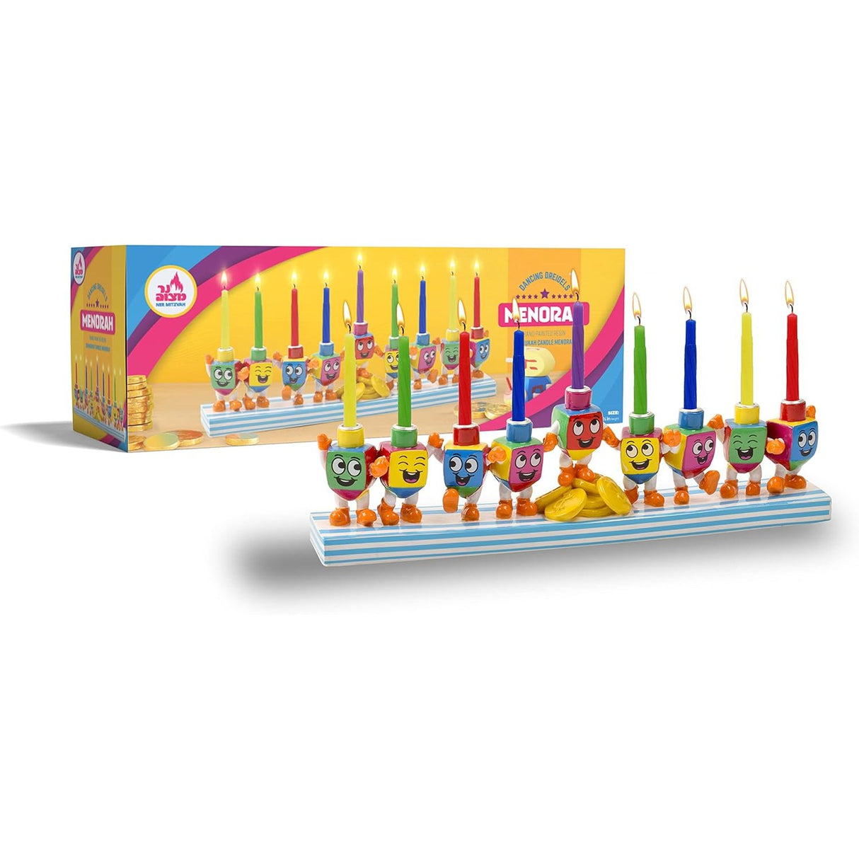 Chanuka Candle Menorah - Dancing Dreidels