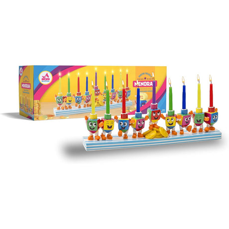 Chanuka Candle Menorah - Dancing Dreidels