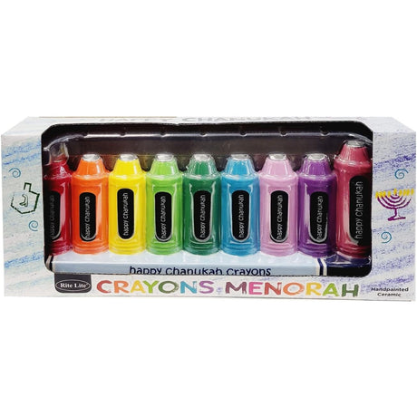 Crayons Hand Painted Ceramic Menorah