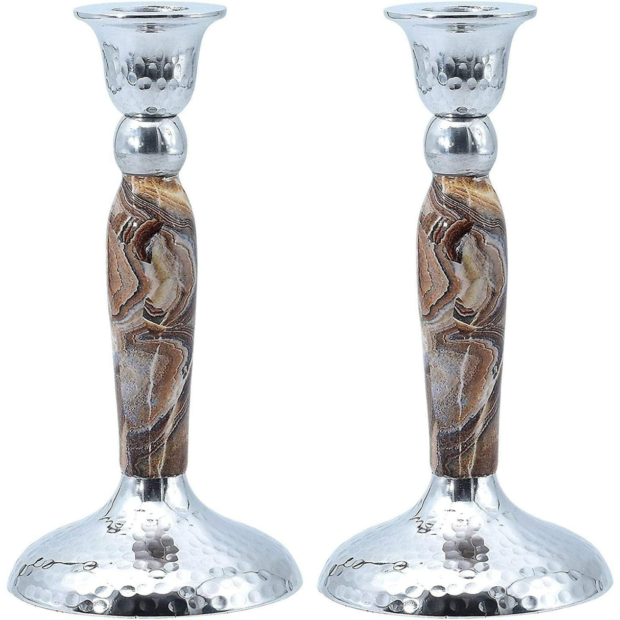 Marbleized Candle Sticks -Brown