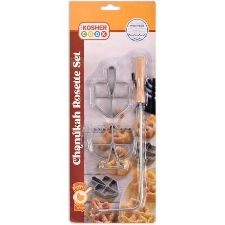 Chanukah Fritlach Rosette Maker - Stainless Steel Rosette Iron Set With Handle