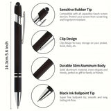 Engraved Stylus Metal Ballpoint Pens with Clip, Black