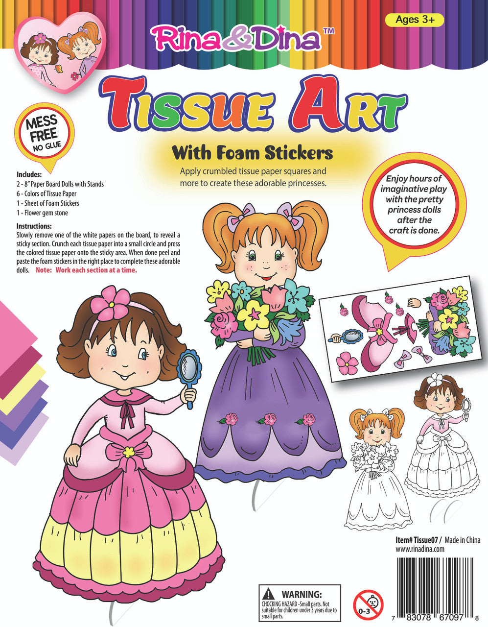 Rina and Dina Tissue Art Dolls with Foam Stickers