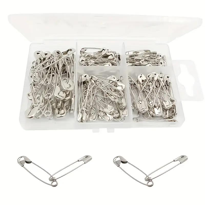 150pcs Five Types, Silvery Safety Pins