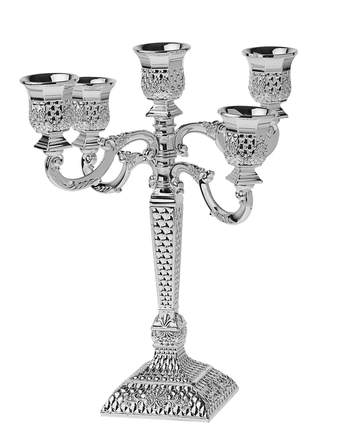 Silver Plated Candelabra Diamond 5-lite