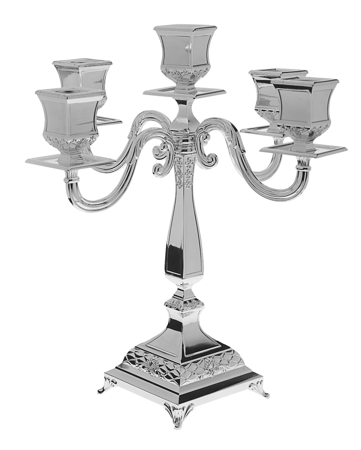 Silver Plated Candelabra Diamond 5-branches -with square base