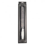 European Steel 8" Challah Knife - Serrated - White Marbled Handle