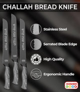 stainless steel Challah bread knife, 8-inch serrated blade