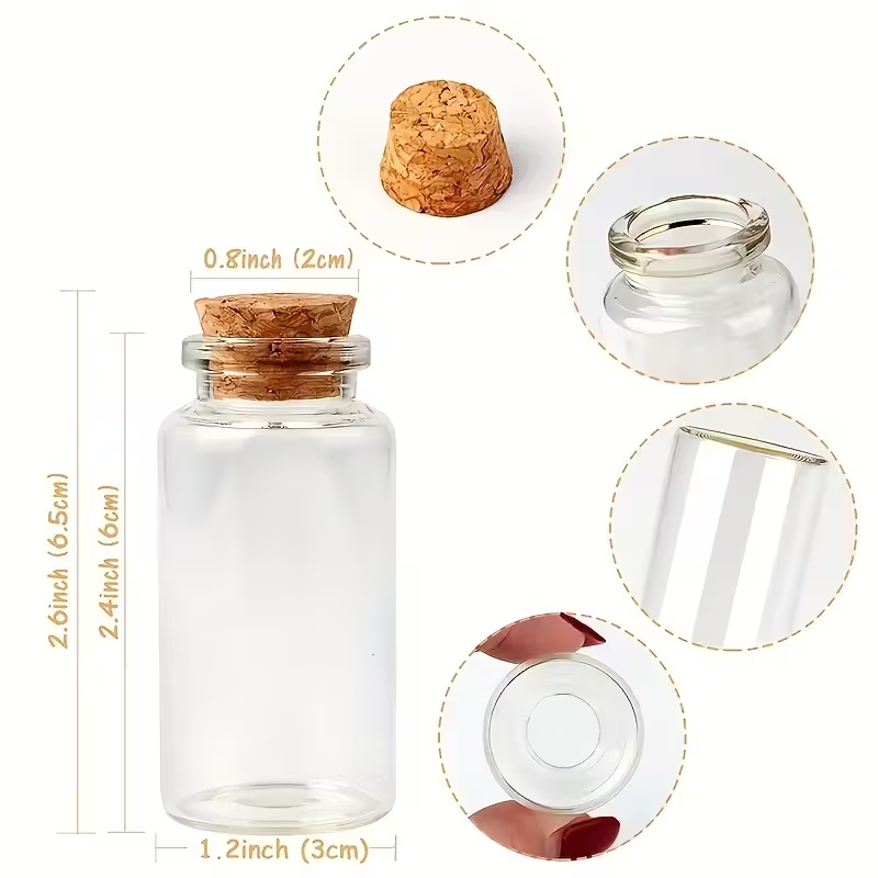 Transparent Glass Candy Bottles with Corks